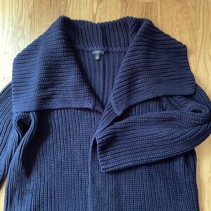 Talbots cozy cotton knit ⭐️ chunky ⭐️ navy blue sweater ⭐️ open front ⭐️ 1X